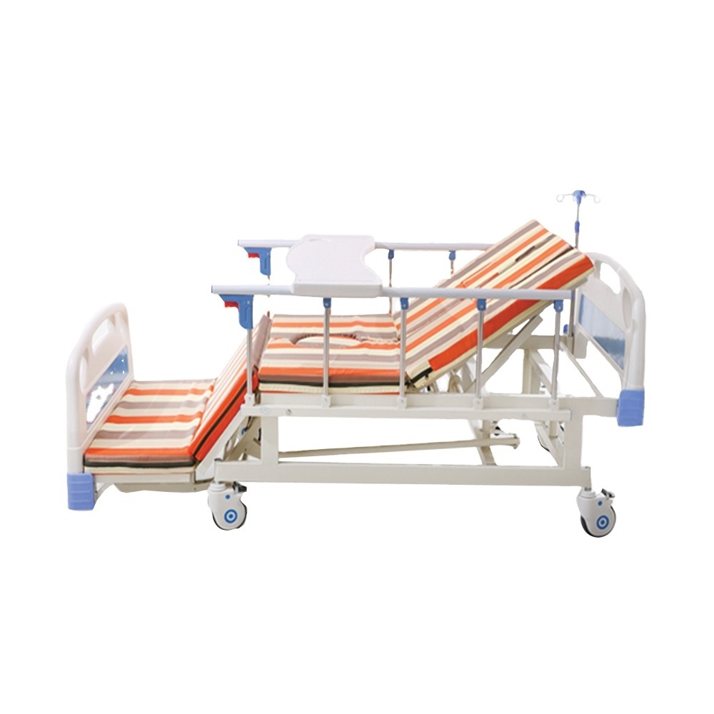 Stainless steel head hospital nursing bed, backrest and knee break up/down nursing bed