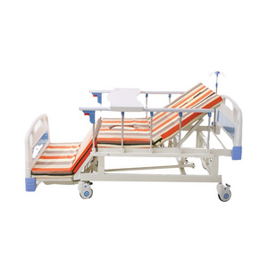 Stainless steel head hospital nursing bed, backrest and knee break up/down nursing bed