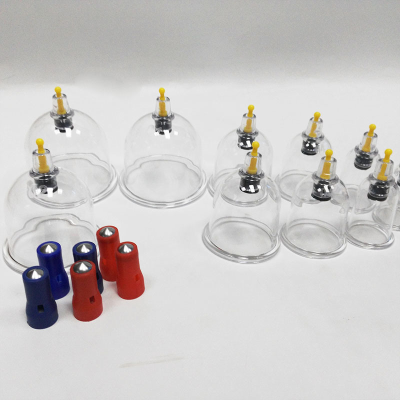 Hot selling 12-pieces massage cupping therapy sets hand pump suction hijama cupping massager