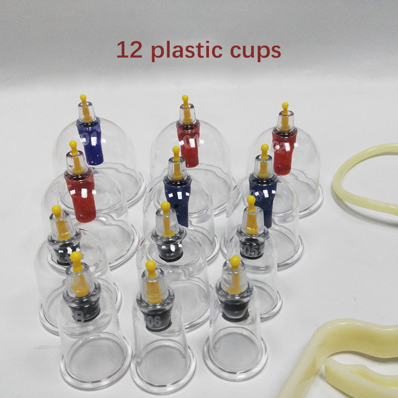 Hot selling 12-pieces massage cupping therapy sets hand pump suction hijama cupping massager