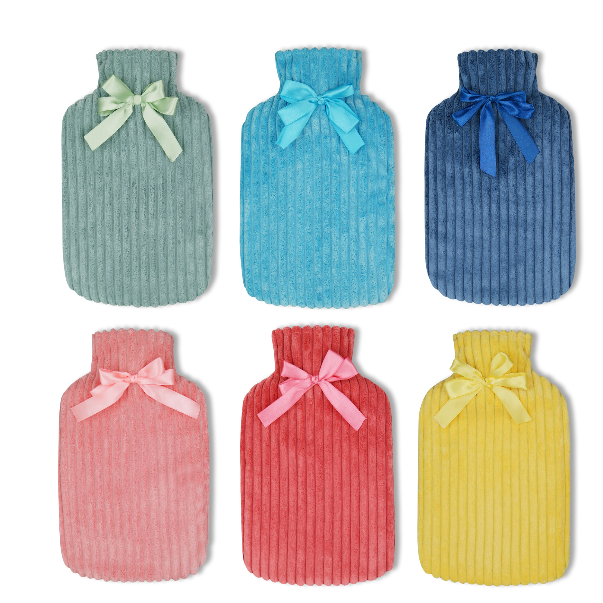 Wholesale Natural Rubber Hot Water Bags with Rabbit Fur plush Cover Hot Water Bottle