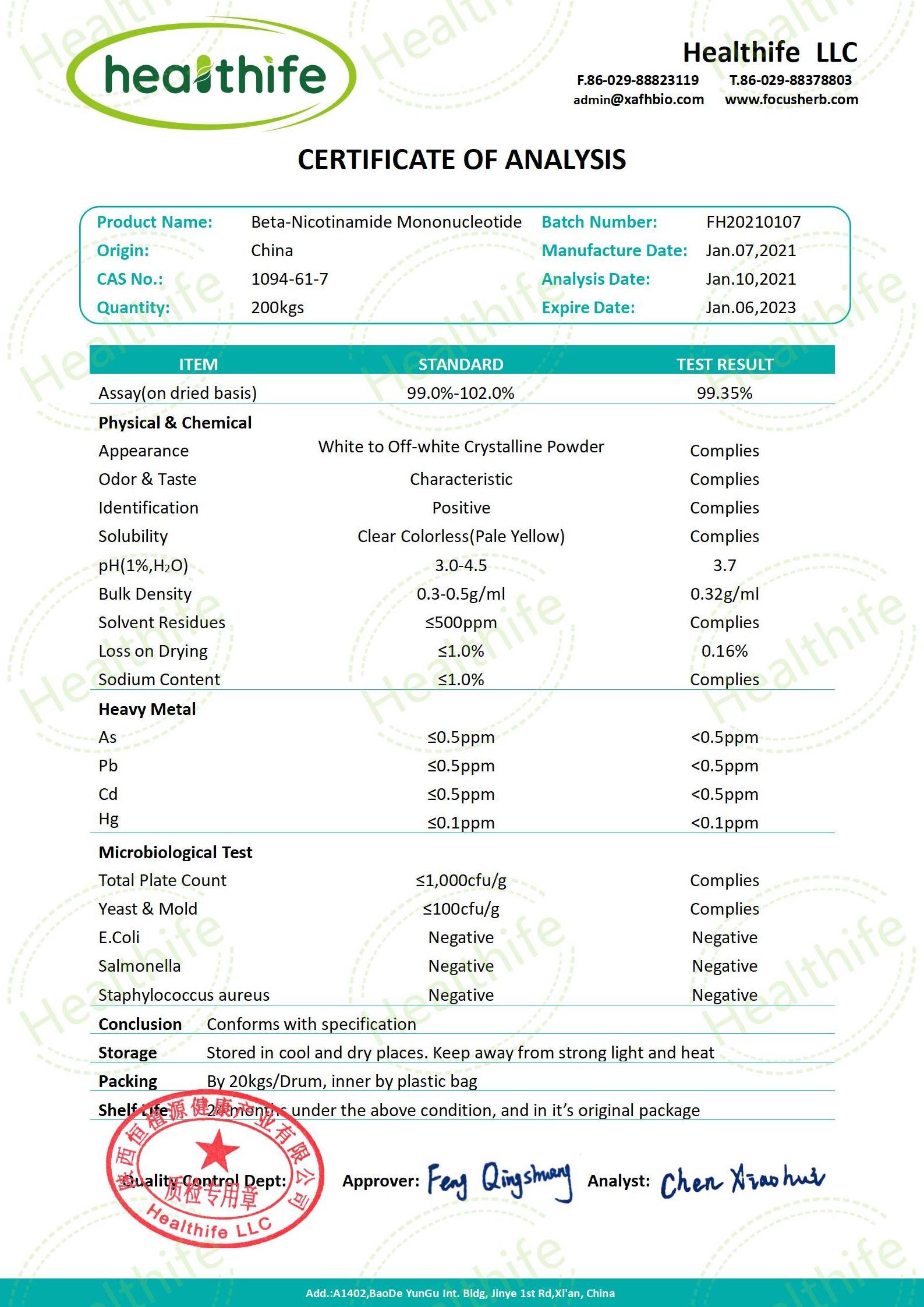 Healthife NMN Supplements 99% Powder 500mg/60caps/Bottle NMN Capsule