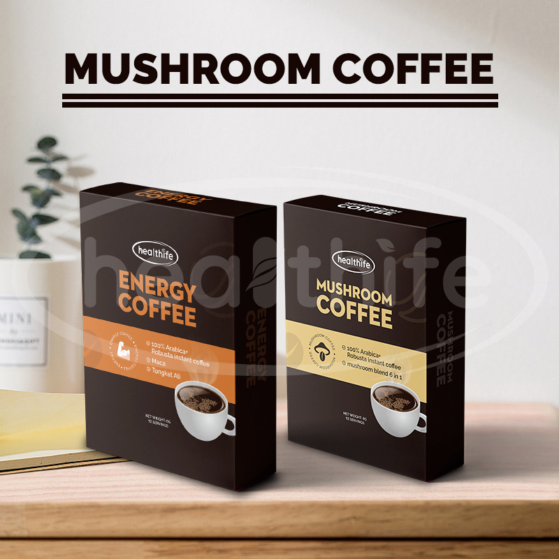 Healthife OEM Private Label Instant Organic Cordyceps Reishi And Chaga Mushroom Coffee