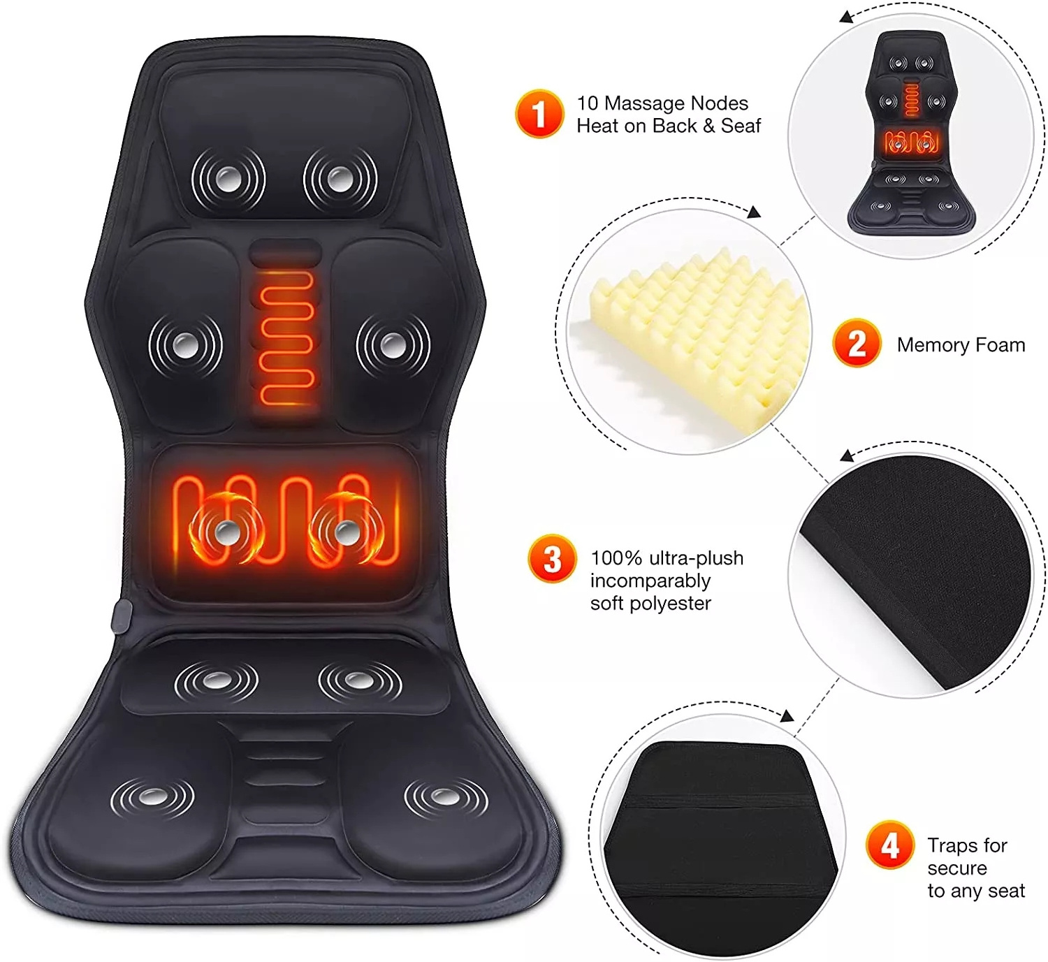 Heated Vibrating Comfort 2022 Car Electric Back Seats Massager Ventilation Cushion With 5 Vibrating Motors And Soothing Heat