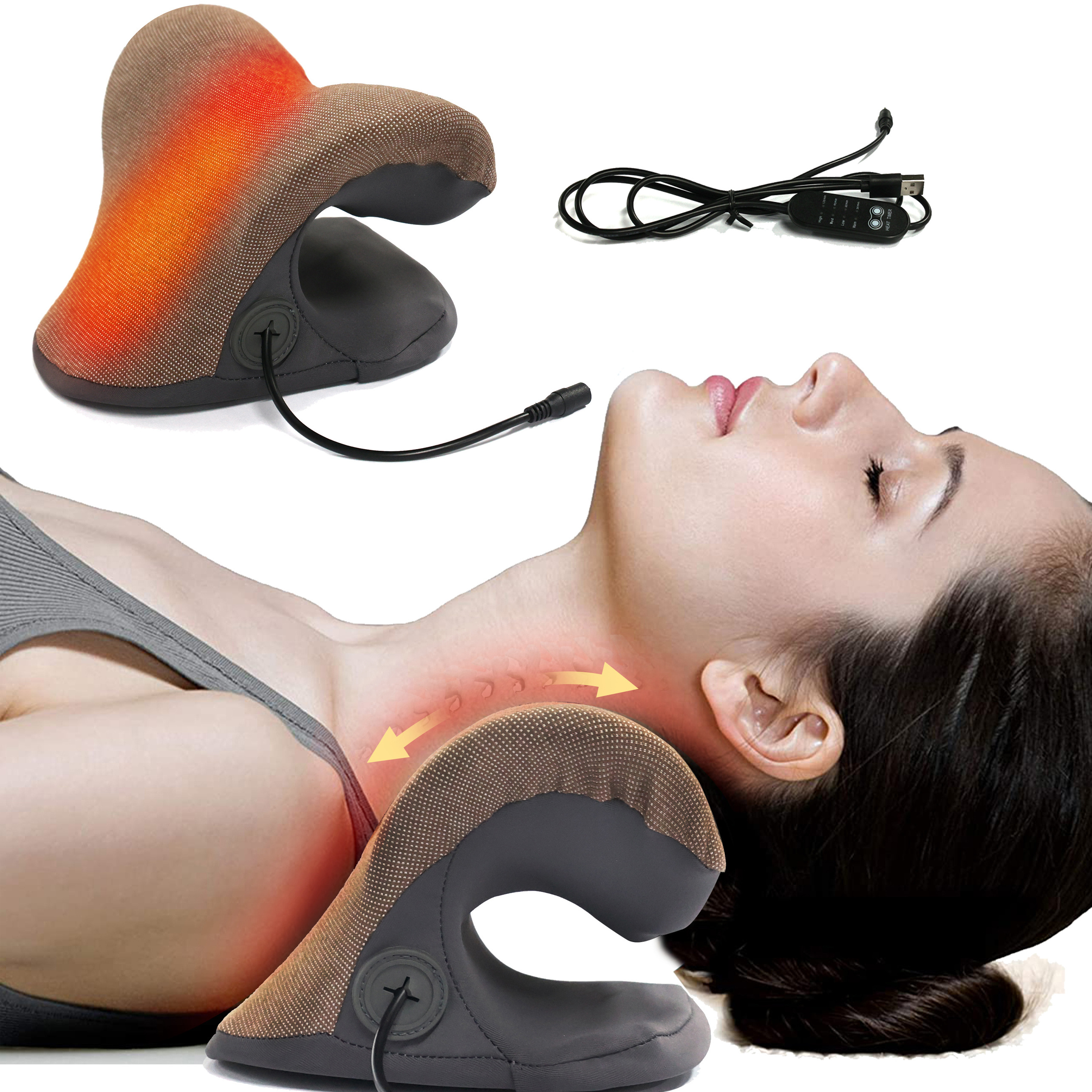 2023 New Magnetic 2023 Heated Traction Shoulder Relaxer Cervical Neck Pillow Stretcher Graphene Device With Heat For Pain Relief