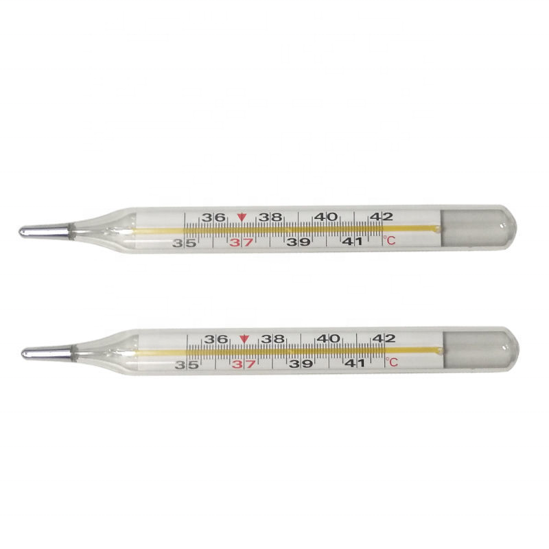 Oral Armpit Rectal Medical Clinical Gallium Manual Inner Scale Liquid Thermometer yellow mercury free glass tube thermometer