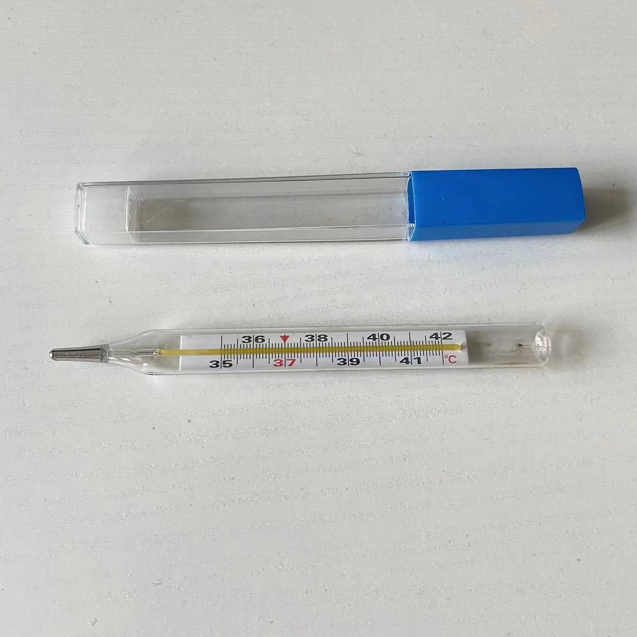 Oral Armpit Rectal Medical Clinical Gallium Manual Inner Scale Liquid Thermometer yellow mercury free glass tube thermometer