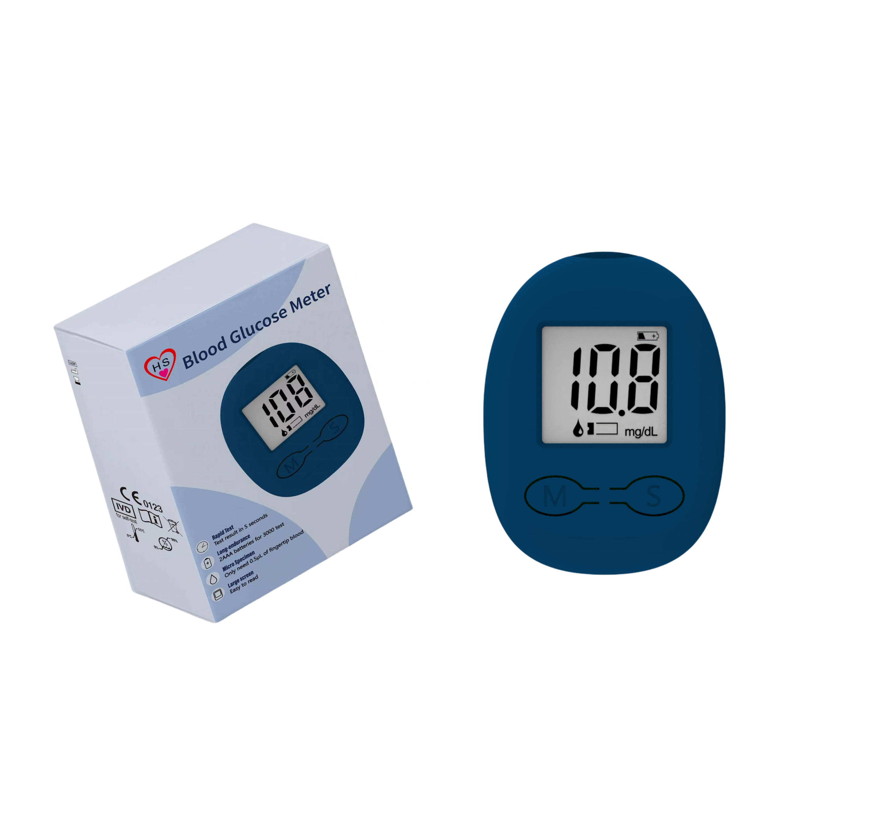 High Definition Large Screen Numerical Display Home medical device Easy Use code free Digital Blood Glucose Meter Glucometre