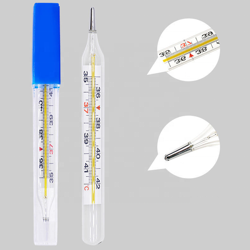 Oral Armpit Rectal Medical Clinical Gallium Manual Inner Scale Liquid Thermometer yellow mercury free glass tube thermometer