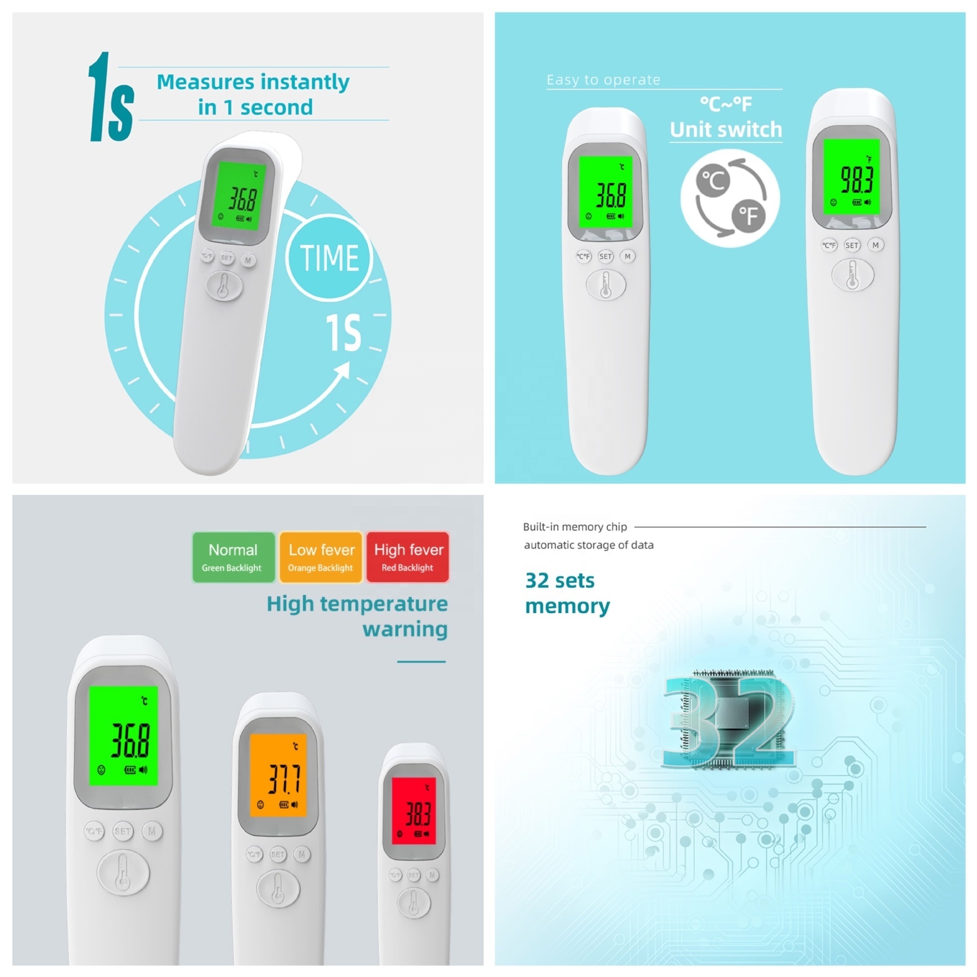 Non Contact Instant Accurate Reading Body Ear Forehead infrared Thermometer Thermometers