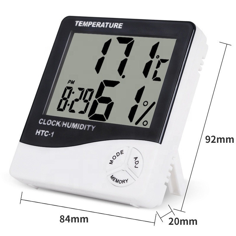 Big LCD Display Electronic temperature sensor clock function digital temperature and humidity controller meter thermo hygrometer