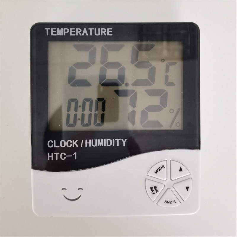 Big LCD Display Electronic temperature sensor clock function digital temperature and humidity controller meter thermo hygrometer