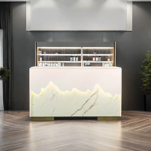 Luxury Modern Custom Size Hotel Retail Store Counter Front Table White Wooden Reception Desk For Salon