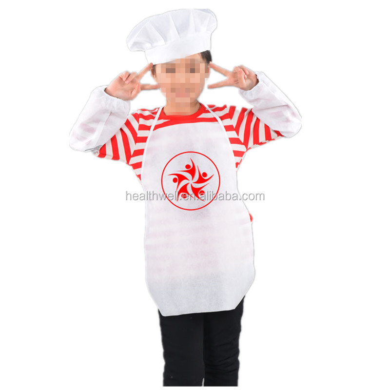 Disposable kids cooking apron and chef hat sets