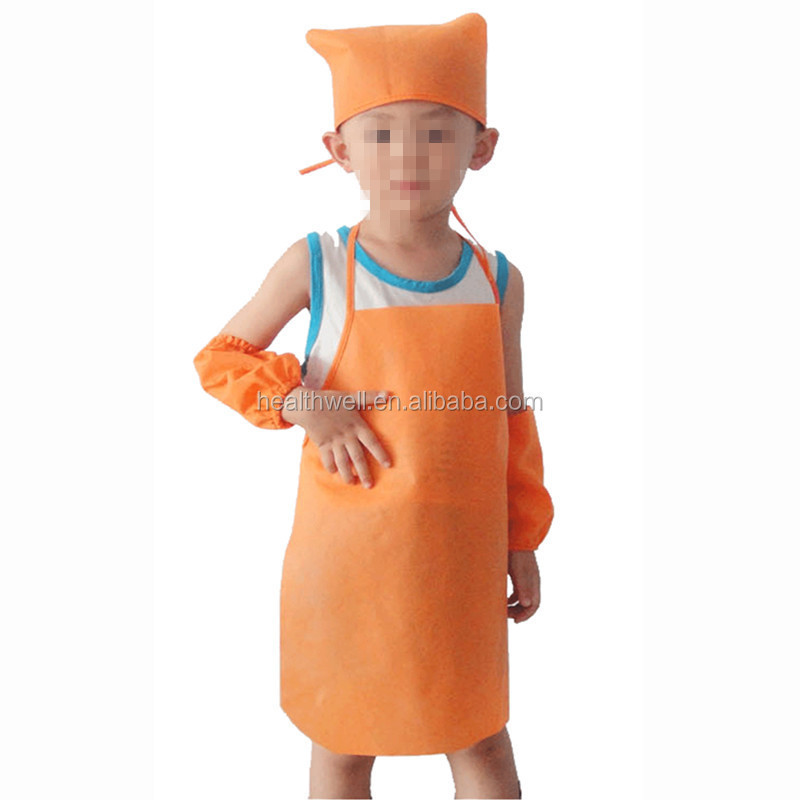 Disposable kids cooking apron and chef hat sets