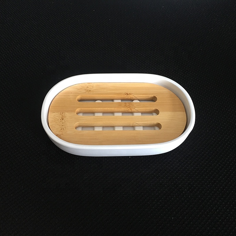 2023 New design creative double draining function eco friendly natural bamboo bar soap oval holder dish tray for bathroom shower