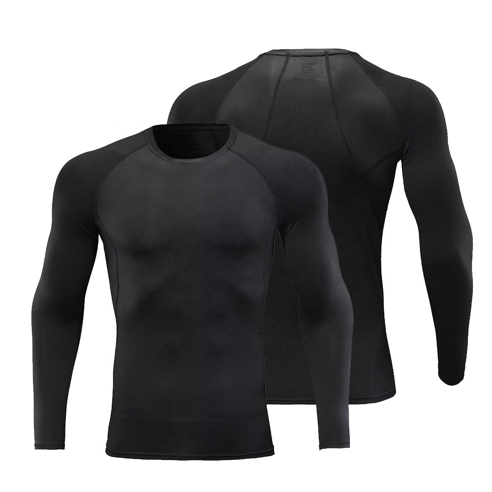 Wholesale Custom Soft Crewneck Long Sleeve Compression Shirt Men Quick Dry Fitness Compression Gym Shirt