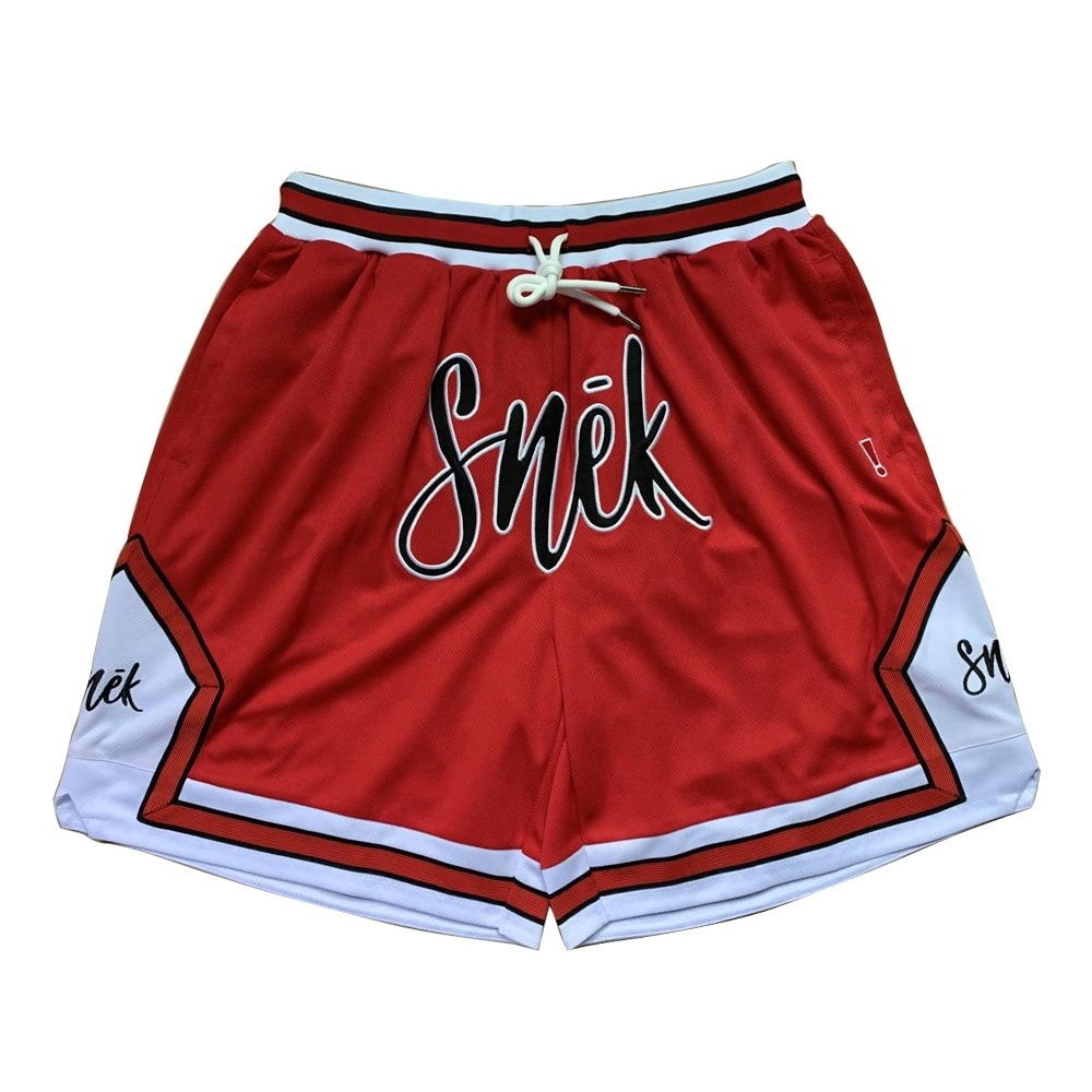 Vintage Streetwear Shorts Men Custom Tackle Embroidery Retro Womens Plain Double Mesh Basketball Shorts