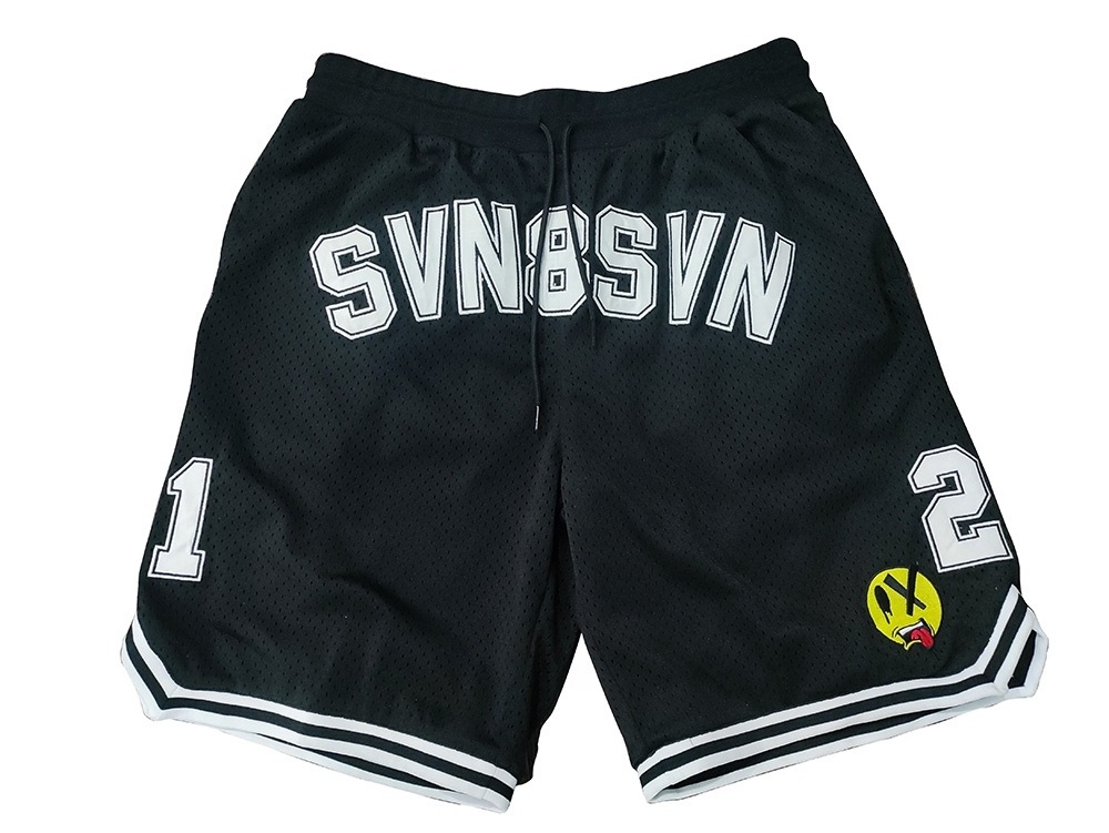 Vintage Streetwear Shorts Men Custom Tackle Embroidery Retro Womens Plain Double Mesh Basketball Shorts