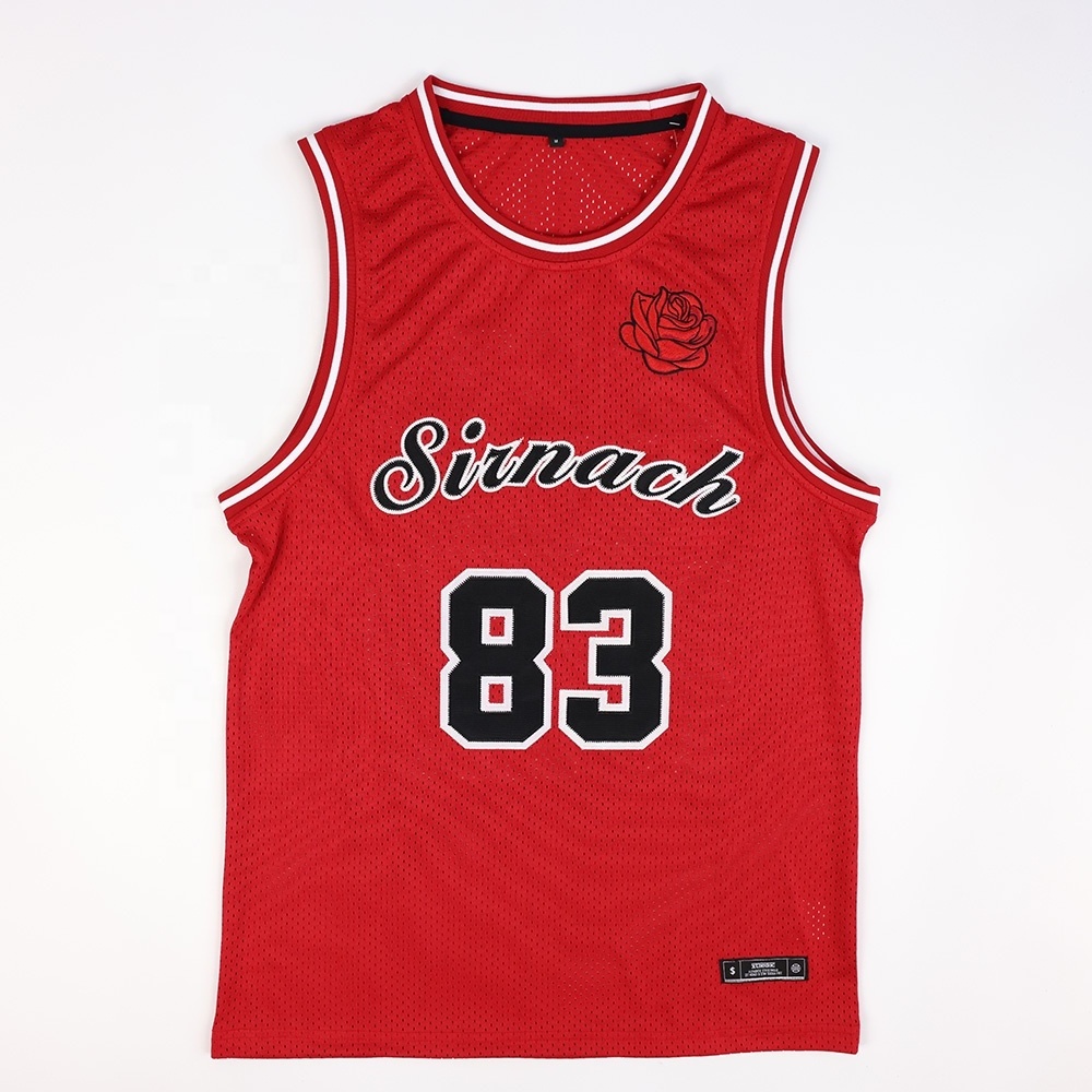 Vintage Basketball Wear Embroidery Breathable Mesh Quick Dry Basketball Shirts Blank Custom Basketball Jerseys Vest