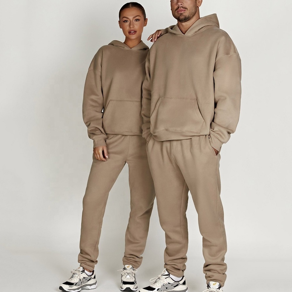 wholesale high quality blank custom hoodies and sweatpants set men unisex women weat suit custom logo