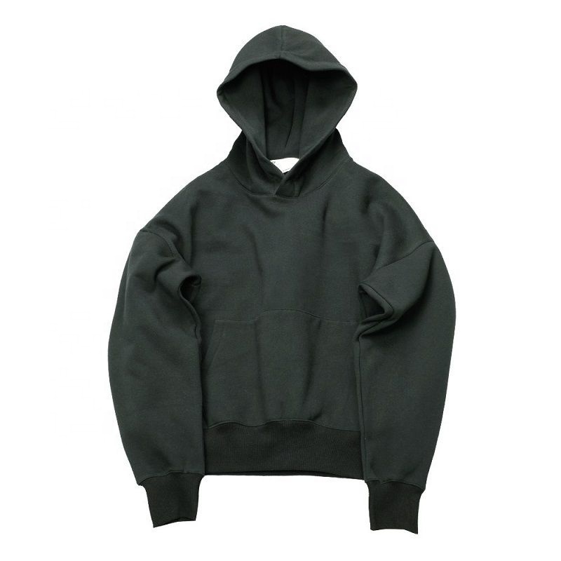 High Quality No String Heavyweight Cotton Hoodies Pullover Customized Plain Black Cut And Sew Hoodie Dropshipping