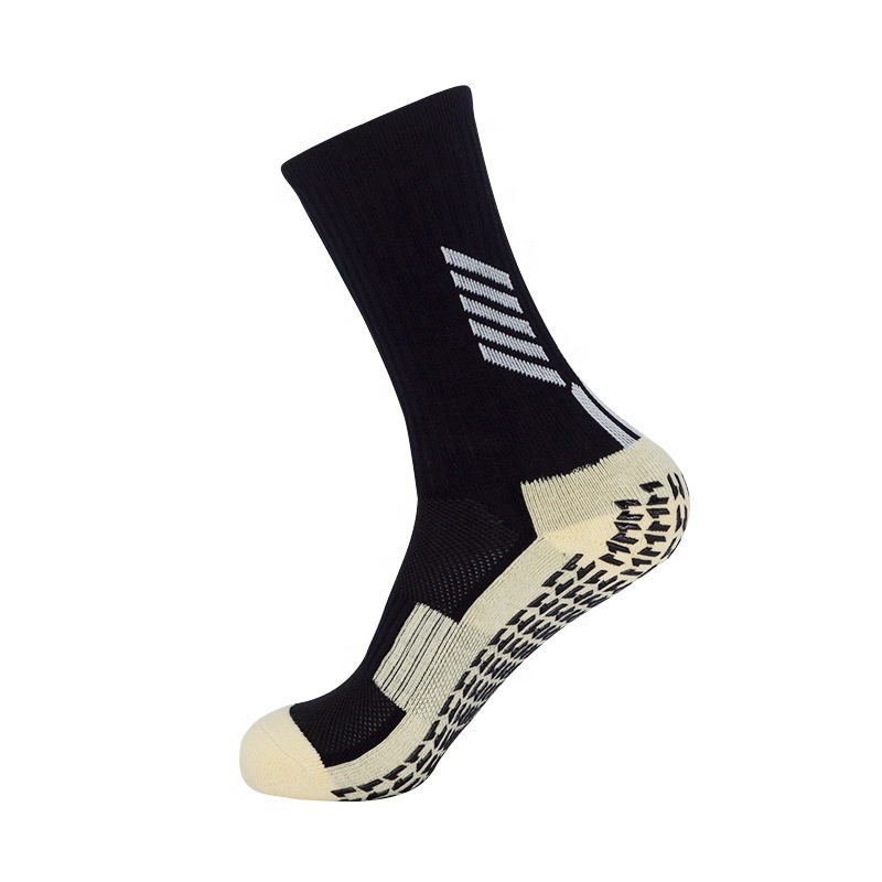 Anti Slip Grip Socks Men Custom Athletic Soccer Socks Non Skid Football Basketball Socks with Grip Silicon Bottom