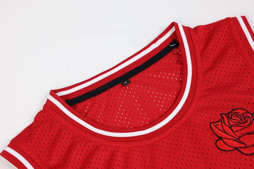 Vintage Basketball Wear Embroidery Breathable Mesh Quick Dry Basketball Shirts Blank Custom Basketball Jerseys Vest