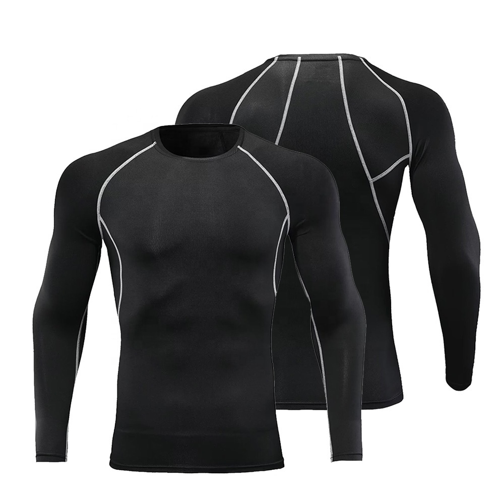 Wholesale Custom Soft Crewneck Long Sleeve Compression Shirt Men Quick Dry Fitness Compression Gym Shirt