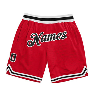 Blank Solid Color Custom Logo Basketball Shorts for Men Breathable Mesh Embroidery Drawstring Men Retro Basketball Shorts