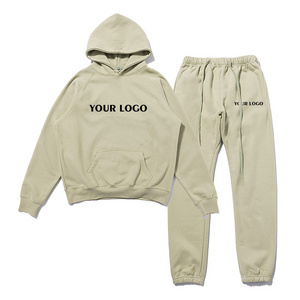 Men's Casual Cotton Sweatpants and Hoodie Set Unisex Loose Fit Street Wear Joggers Set Custom Sweatsuit Men