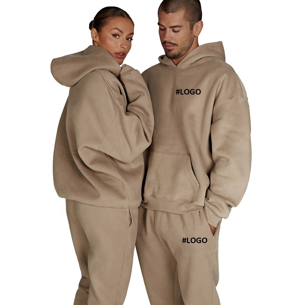 wholesale high quality blank custom hoodies and sweatpants set men unisex women weat suit custom logo