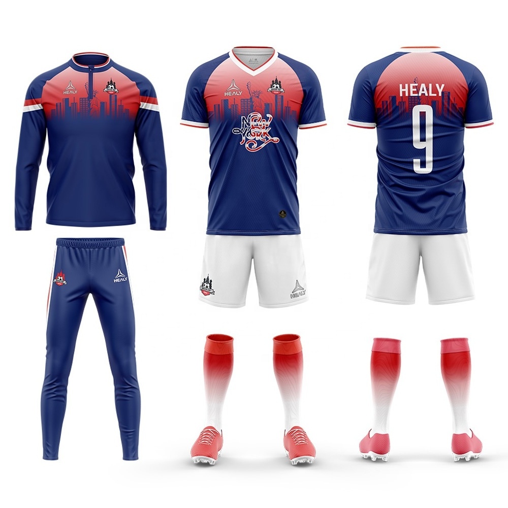 custom sublimated football kits full set soccer kits adults high quality mens football shirt training suit