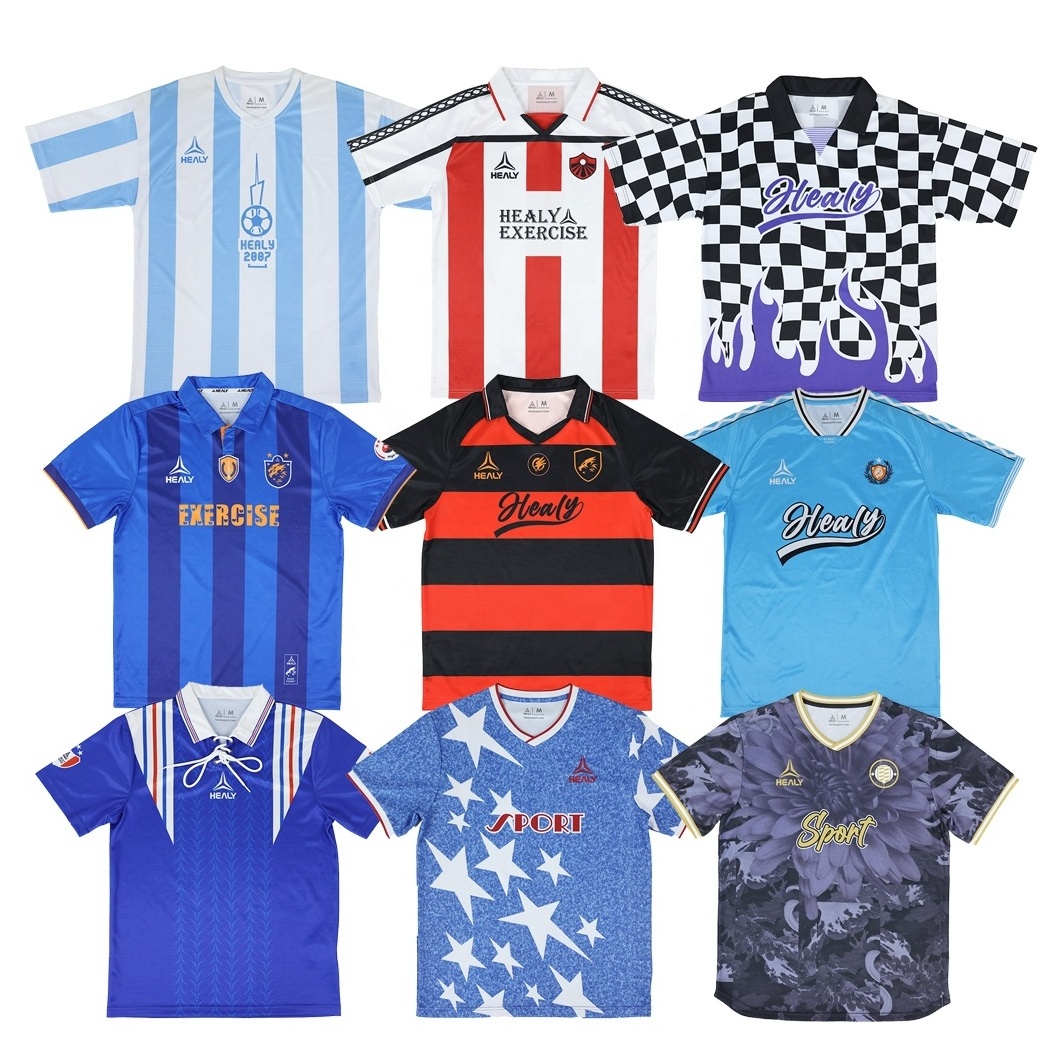 All Over Print Sports Wear Vintage Classic Retro Football Shirts Custom Retro Soccer Jersey V neck Football T-shirt Men