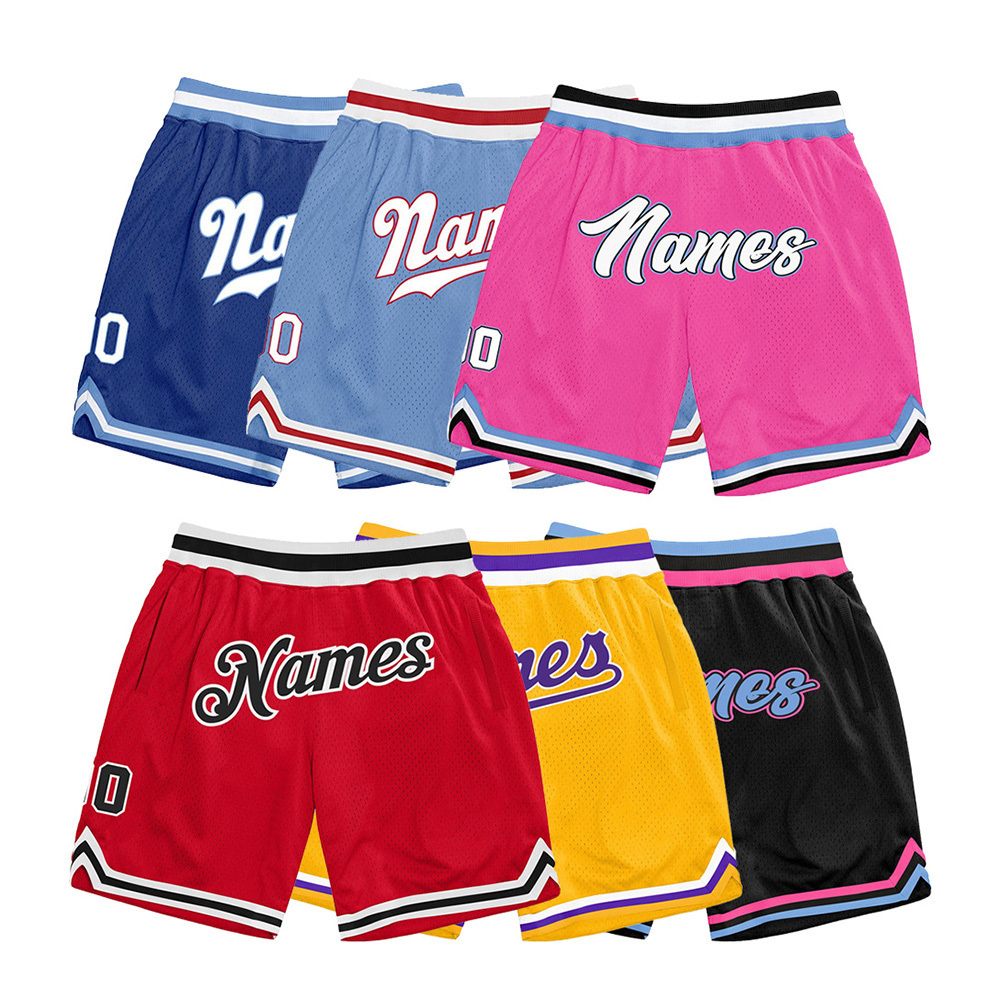 Vintage Streetwear Shorts Men Custom Tackle Embroidery Retro Womens Plain Double Mesh Basketball Shorts