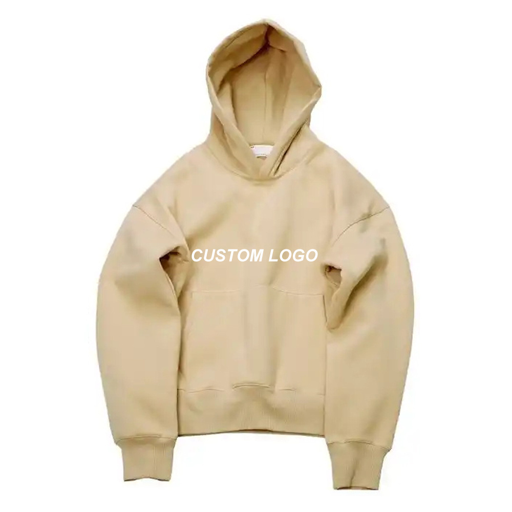 No string Heavyweight Fleece Shoulder Drop Pullover Blank Streetwear Hoodi Unisex Embroidered Hoodie Custom Logo Hoodies Cut Sew