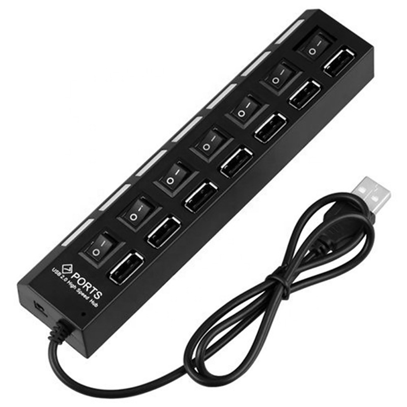 Xput USB 2.0 Hub Mulit Port USB 2.0 Adapter Splitter Powered Hub High Speed 7 Ports USB Hub 2.0 With Individual ON/OFF Switches