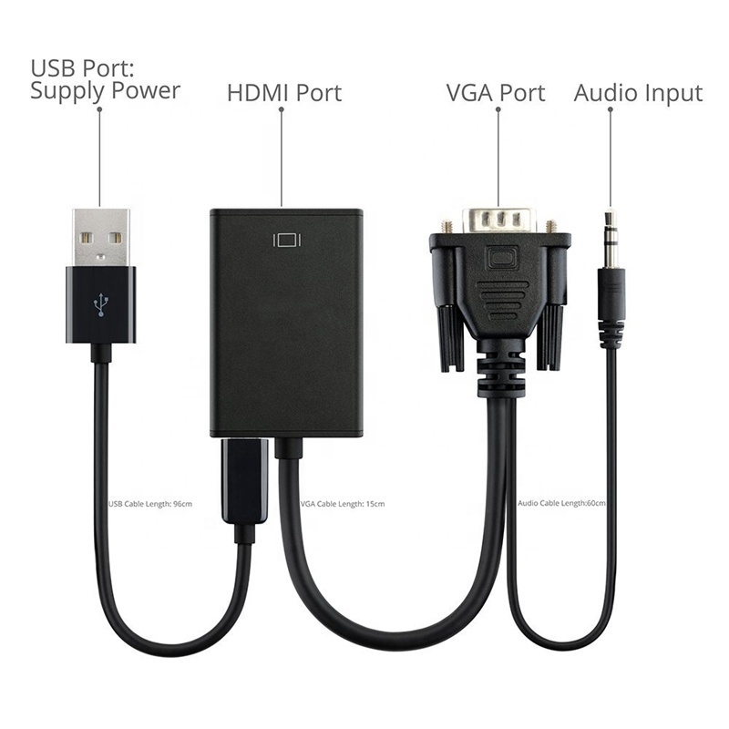 Xput Full HD 1080P VGA Male To Hdmi Female Cable VGA to HDMI Converter Cable With Audio Cable For PC TV Box