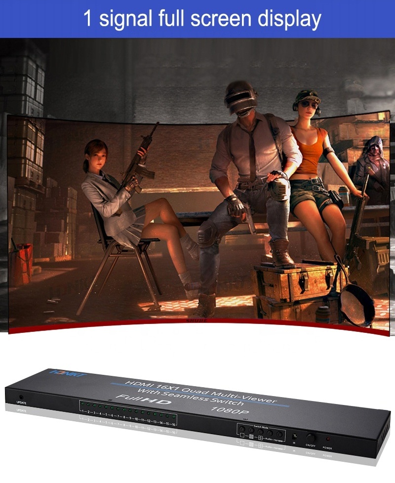 Xput Full HD 1080P HDMI 16x1 Multiviewer 16 In 1 Out HDMI 16X1 Quad Multi-Viewer With Seamless Switch