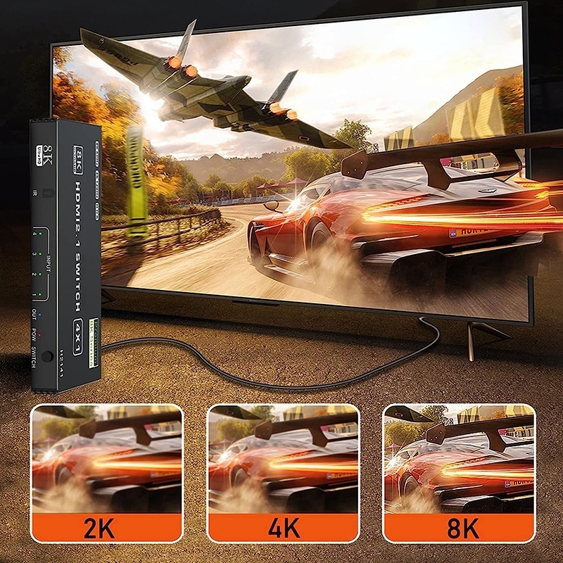 Xput 8K 60Hz HDMI 2.1 Switch HDR HDMI 4X1 4Ports 4 Ports 4 In 1 Out HDMI Switch 4K 120Hz 48Gbps