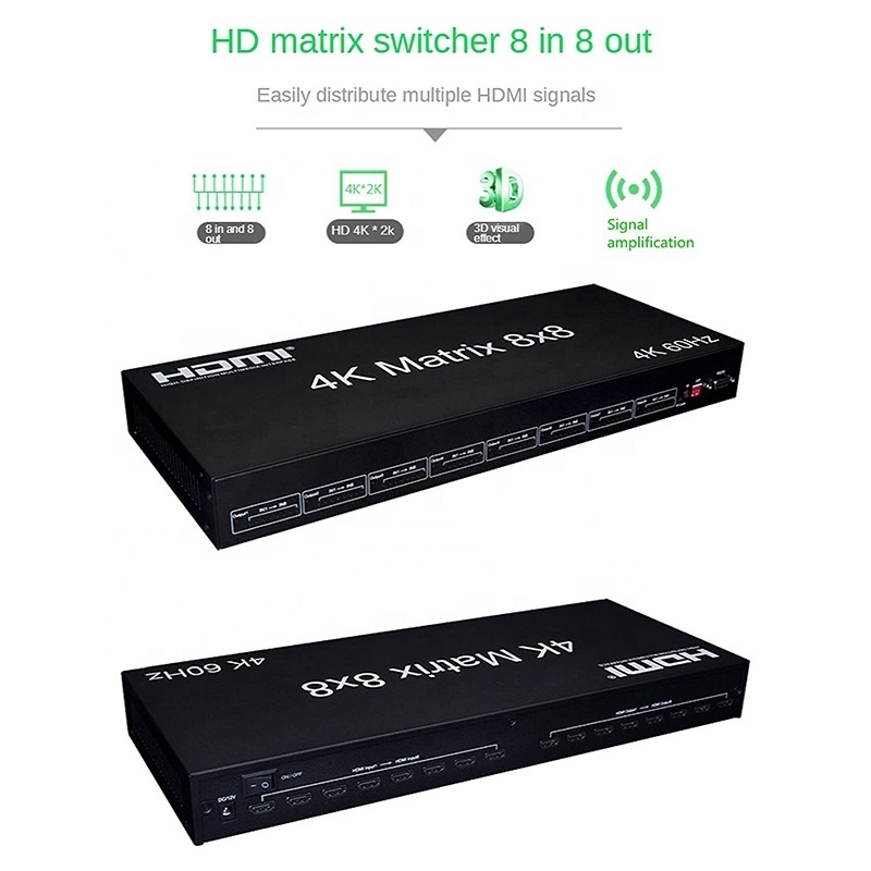 Xput 4K 60Hz 8 In 8 Out HDMI Matrix Switch 8x8 HDMI Matrix Switcher Support RS232 4K 60Hz