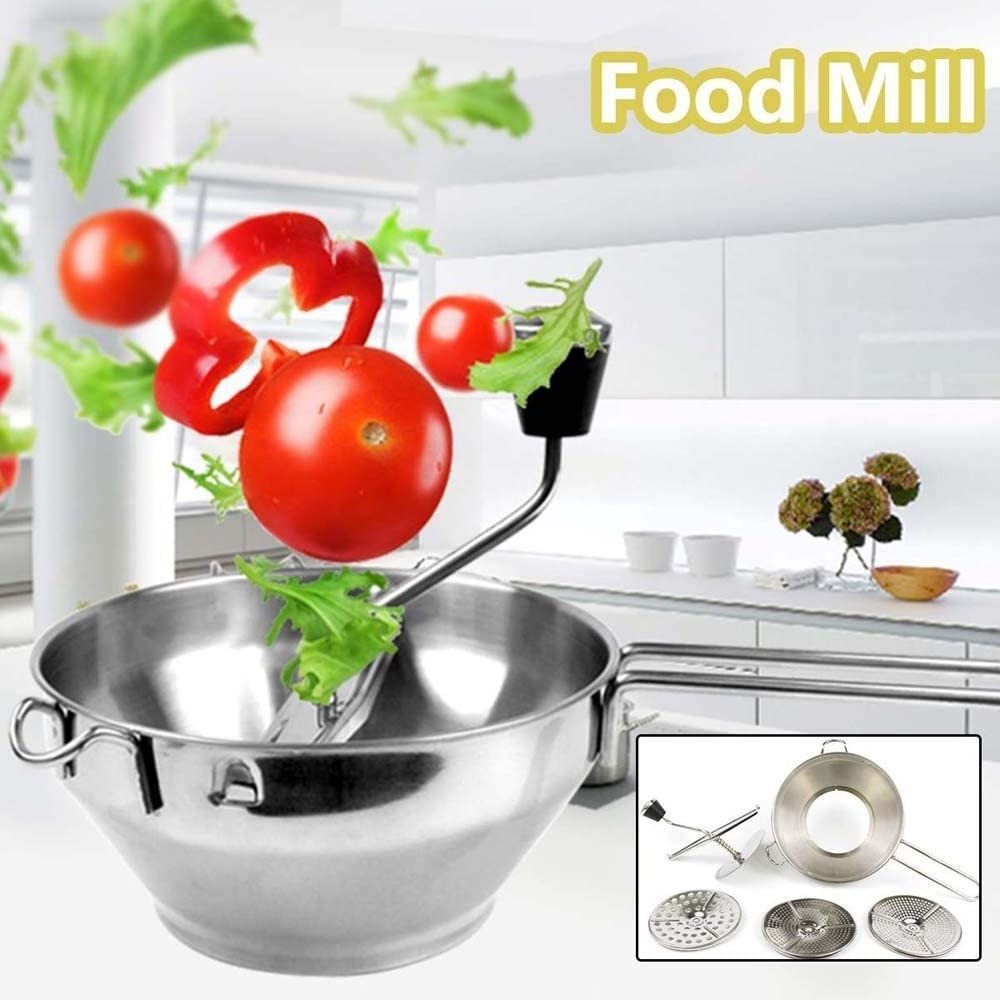 Food Mill Fruit Vegetable Shredder	Manual Grinder Tomato Sauce Applesauce Puree Mashed Potatoes Baby Food Vegetable Chopper