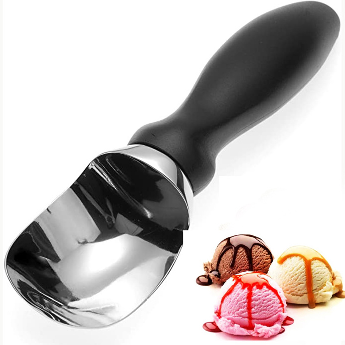 Colorful IceCream Scoop Professional Stainless Steel Ice Cream Melon Baller Digging scooper AntiSlip Rubber handle