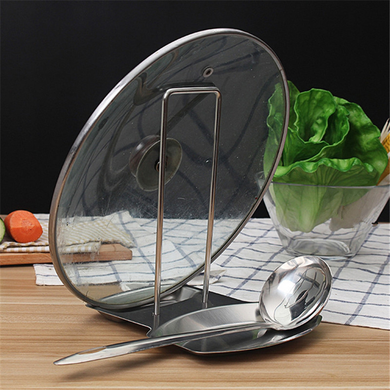 Utensil Rest Stand Rack Stainless Steel Tray Dish Pan Cover Pot Lid Holder Shelf Kitchen Storage Organizer Sponge Spoon Rest