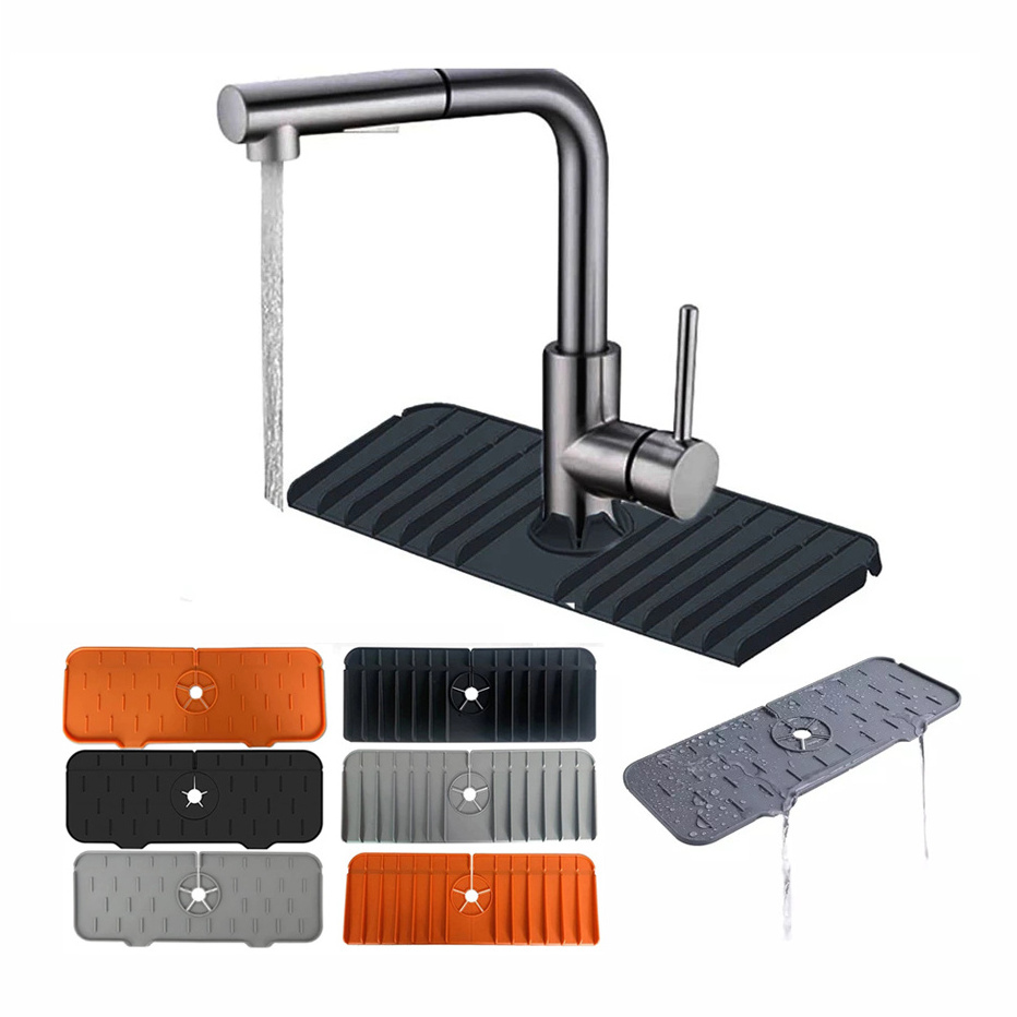 High Quality Kitchen Sink Draining Mat Drying Countertop Protector Water Splash Guard Silicone Faucet Handle Drip Catcher Tray