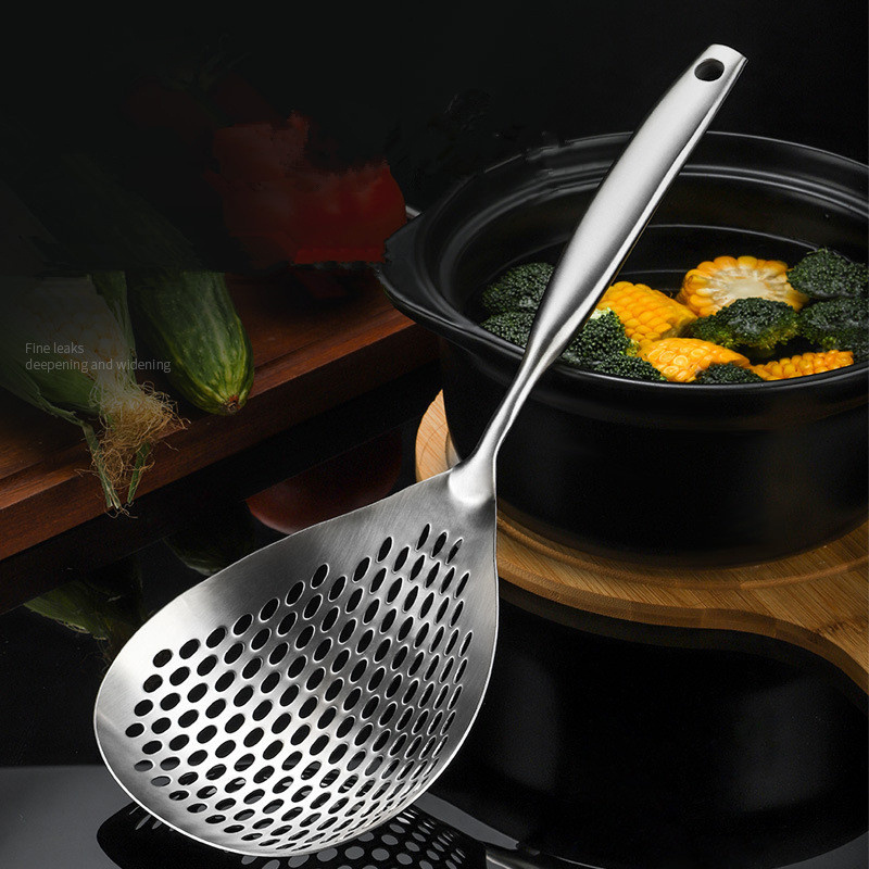 New 2023 Kitchen 304 Stainless Steel Skimmer Ladle Pasta Strainer Colander Skimmer Slotted Turner Rice Spoon Slotted Spoon