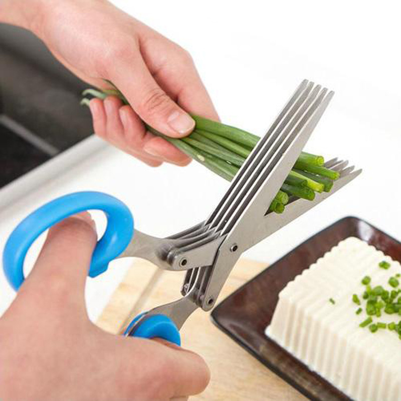 Kitchen Scissors	Paper Food Green Onion Basil	Kitchen Shears 5 Blades Cutting Shredded Kitchen Gadgets Herb Scissors