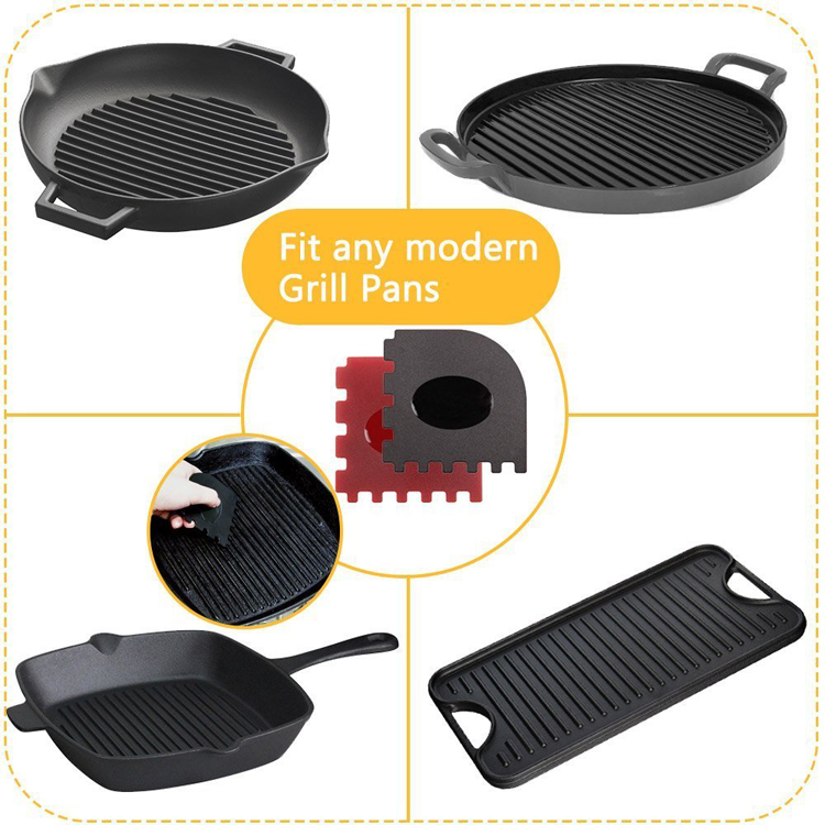 Silicone Scraper Cast Iron Pan Skillet Scrubber Grill Scraper Cleaners Tools 2 PCS Set Griddle Scraper