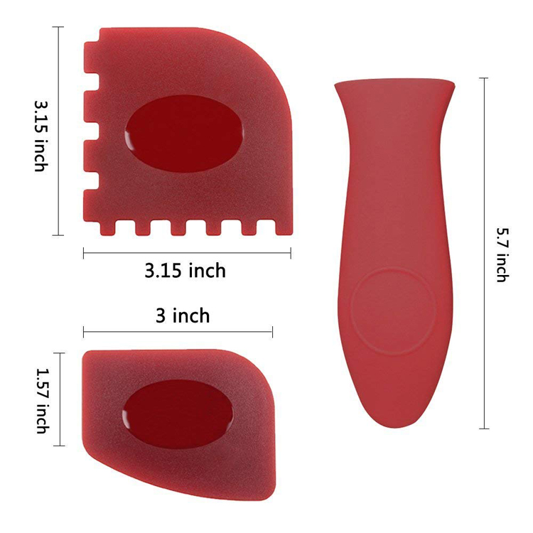 Silicone Scraper Cast Iron Pan Skillet Scrubber Grill Scraper Cleaners Tools 2 PCS Set Griddle Scraper