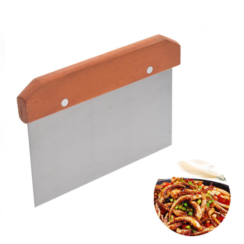 High Quality Stainless Steel Wooden Dough Scraper And Chopper For Kitchen